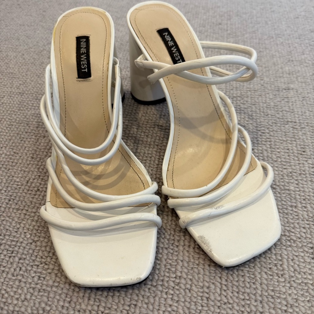 Nine West White Strappy Heels